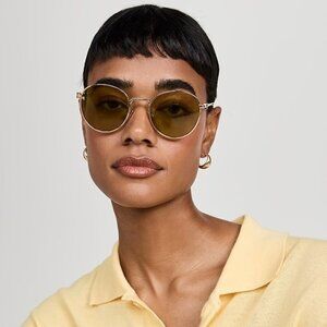 NEW Miu Miu MU55ZS 5AK07O Gold Olive Green Round Unisex Sunglasses 0MU 55ZS